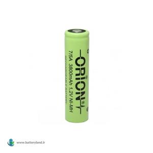 باتری شارژی نیکل متال هیدرید سایز 7/5A ولتاژ ۱.۲ با ظرفیت ۳۸۰۰ میلی آمپر برند Orion اوریون