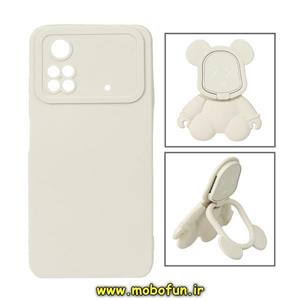 قاب گوشی Xiaomi Poco M4 Pro 4G شیائومی طرح ربات KAWS سیلیکونی پرو کمرا پاپ سوکت دار محافظ لنز دار سفید استخوانی کد 49