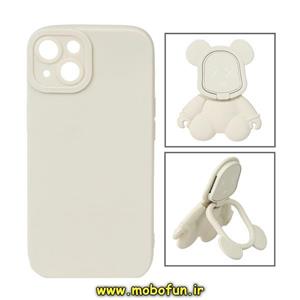 قاب گوشی iPhone 13 آیفون طرح ربات KAWS سیلیکونی پرو کمرا پاپ سوکت دار محافظ لنز دار سفید استخوانی کد 230