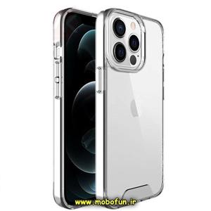 قاب گوشی iPhone 13 Pro Max آیفون اورجینال اسپیس Space طرح طلقی شیشه ای شفاف دکمه کرومی کد 191