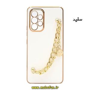 قاب گوشی Galaxy A73 5G سامسونگ طرح مای کیس گلد لاین لاکچری دستبندی کارتیر محافظ لنز دار سفید کد 64