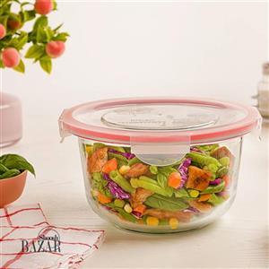 ظرف شیشه ای گرد دربدار 2 لیتری لیمون کد 2076