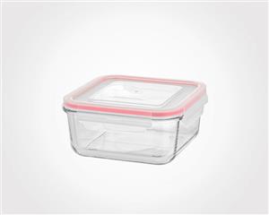 ظرف شیشه ای 950 میلی لیتر مربع دربدار لیمون کد 2034