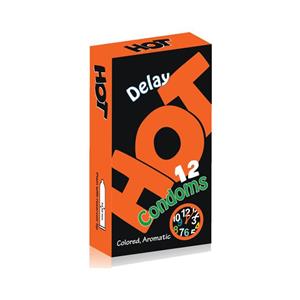 کاندوم هات مدل delay بسته 12 عددی HOT delay colored aromatic Condoms 12PSC