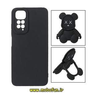 قاب گوشی Redmi Note 11 4G - Redmi Note 11S شیائومی طرح ربات KAWS سیلیکونی پرو کمرا پاپ سوکت دار محافظ لنز دار مشکی کد 175