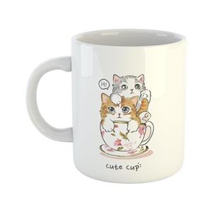 ماگ طرح گربه های کیوت در  فنجان قهوه