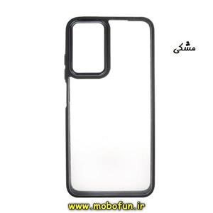 قاب گوشی Redmi Note 11 4G - Redmi Note 11S شیائومی اورجینال متال کیس Metal طرح پشت طلق شفاف دور سیلیکونی مشکی کد 173