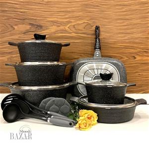 سرویس قابلمه 15 پارچه مشکی گرانیتی لاین یونیک کد 7982