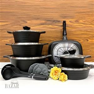 سرویس قابلمه 15 پارچه مشکی لاین یونیک کد 7972