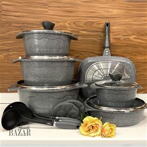 سرویس 15 پارچه طوسی نقره ای بلا یونیک کد 8843