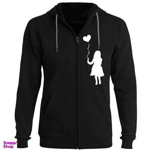 هودی دخترانه مدل دختر بادکنک قلبی رنگ مشکی