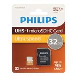 کارت حافظه microSDHC فیلیپس مدل Ultra Speed کلاس 10 U3 سرعت 95MB/sو ظرفیت 32 گیگابایت به همراه آداپتور SD