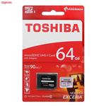 کارت حافظه microSDXC توشیبا مدل EXCERIA M302-EA کلاس 10 استاندارد UHS-I U1 سرعت 90MBps ظرفیت 64 گیگابایت به همراه آداپتور SD