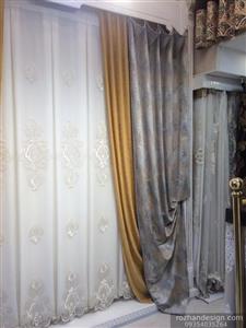 پرده ساتن طرح پتینه محو براق کد 13348