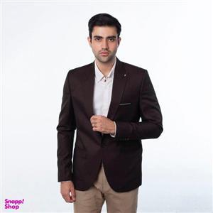 کت تک مردانه مدل  چهارخانه ریز رنگ بادمجانی