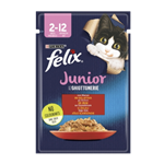 پوچ بچه گربه فلیکس با طعم گوشت گاو Felix Kitten With Beef وزن 85 گرم