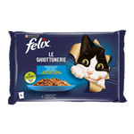 پوچ گربه فلیکس با طعم گوشت ماهی سالمون و تن Felix With Salmon & Tuna بسته 4 عددی