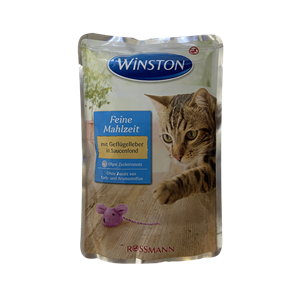 پوچ گربه وینستون با طعم جگر مرغ در سس مرغ Winston Chicken Liver In Chicken Sauce وزن 100 گرم