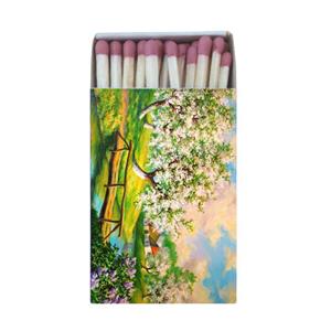 کبریت طرح نقاشی شکوفه بهار و درخت و کلبه مدل K1013 