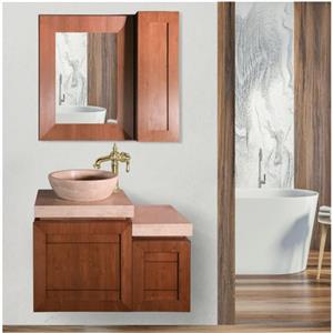 روشویی کابینتی کاکتوس دیواری طرح چوب با سنگ طبیعی روکار
