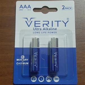 باتری نیم قلمی Verity AAA ultra Alkaline بسته 2 عددی 