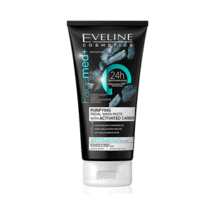 ژل شستشوی اولاین حاوی کربن فعال مخصوص پوست چرب و مختلط Eveline Facemed Purifying Facial Wash Paste with Activated Carbon150ml 