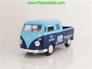 (طرح جدید) ماکت ماشین فلزی وانت فولکس دوکابین کینسمارت (Volkswagen Bus Double Cab BY KINSMART) آبی
