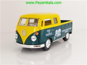 طرح جدید ماکت ماشین فلزی وانت فولکس دوکابین کینسمارت Volkswagen Bus Double Cab BY KINSMART سبز زرد 