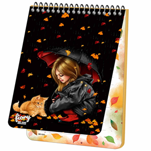 دفترچه یادداشت مسترراد طرح دختر پاییز و گربه مدل فانتزی کد fiory 1756