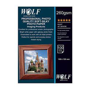 کاغذ چاپ عکس سافت سیلک ولف مدل Professinol-260g سایز 10×15 سانتی متر بسته 100 عددی professional photo quality soft-silky photo paper wolf 100sheets 10x15