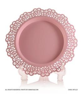 سینی شمع لبه توری طرح ایکیا رنگ صورتی کد DF5125P