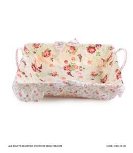 سبد نان پارچه ای حصیری عروس طرح Rose Flower کد DSH133