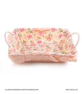 سبد نان پارچه ای مستطیل با طرح گل های رز کد DSH133-3D