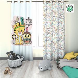 پرده چاپی کودک طرح ببر و جغد کد NP010