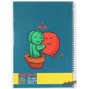 دفتر 80 برگ تک خط M45 طرح کاکتوس و بادکنک قرمز سیبو
