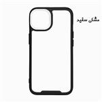 قاب گوشی iPhone 14 آیفون اورجینال متال کیس Metal طرح پشت طلق شفاف دور سیلیکونی مشکی سفید کد 7