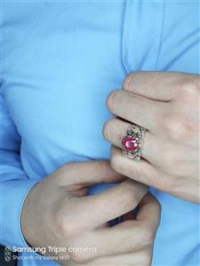 انگشتر نقره مردانه یاقوت سرخ کد m15