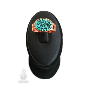انگشتر مسی فیروزه کوب زنانه  طرح بیضی کد 666