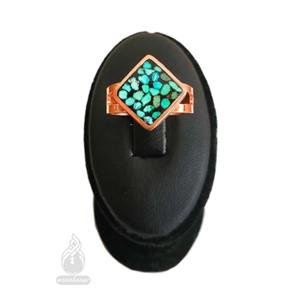 انگشتر مسی فیروزه کوب  زنانه طرح مربع کد 89098