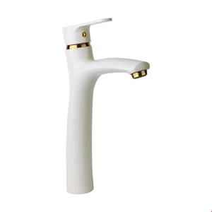 شیر روشویی پایه بلند راسان مدل صدف سفید طلایی