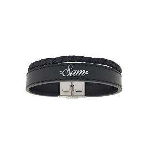 دستبند نقره و چرم اسم سام مدل Givi1728