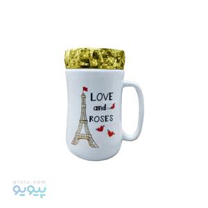 ماگ درب آینه طلایی طرحدار عمده و کارتنی