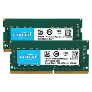 رم لپ تاپ کروشیال دو کاناله 16 گیگابایت DDR4 با فرکانس 2666 مگاهرتز Crucial RAM 16GB Kit (2x8GB) DDR4 2666MHz PC4-21300 CL19 Laptop Memory