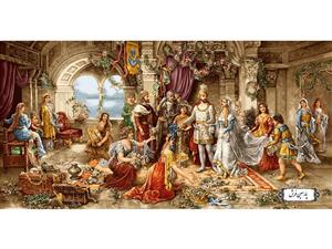 نخ و نقشه تابلو فرش تاجگذاری سلیمان جدید – کد NF2219