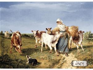 نخ و نقشه تابلو فرش تبریز طرح دختر روستایی – کد NV728