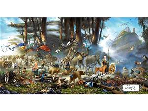 نخ و نقشه تابلو فرش حیوانات کشتی نوح – کد NH3539