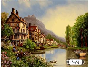 نخ و نقشه تابلو فرش منظره طرح رودخانه چارلز – کد NV751