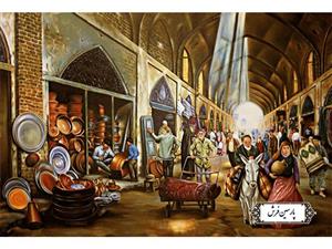 نخ و نقشه تابلو فرش سردرود طرح بازار مسگران – کد NP4930