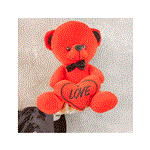 عروسک پلیشی خرس قرمز قلب مشکی کد 434