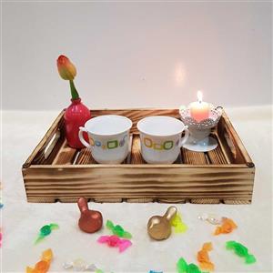 سینی چوبی متوسط رنگ سوخته 6889